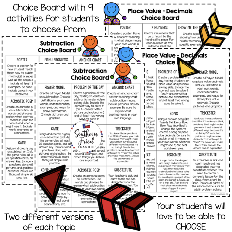 Are you looking for a way to bring differentiation, creativity, and student choice to your math classroom? These Math Choice Boards are just what you're looking for! Your students will LOVE to be able to choose how they show what they've learned.