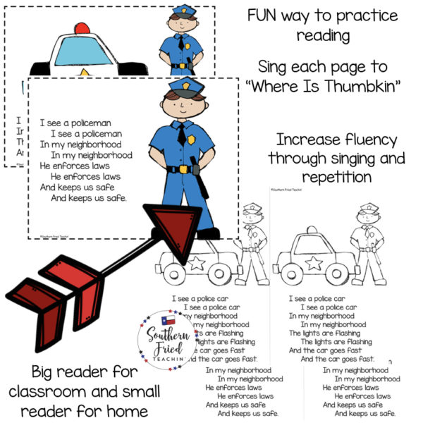This Community Workers Early Reader is super unique to other readers...you not only read each page, you sing it to "Where Is Thumbkin?". Students love them! Also a FUN way to practice reading, increase fluency through singing and repetition, and improve vocabulary.