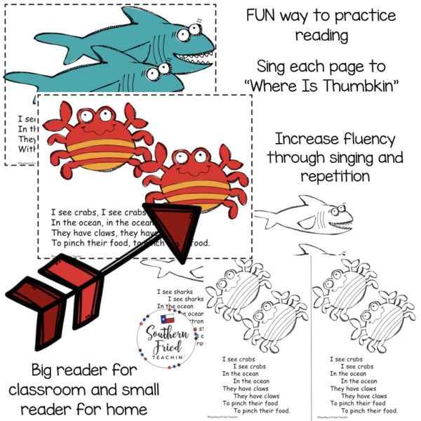 This Ocean Early Reader is super unique to other readers...you not only read each page, you sing it to "Where Is Thumbkin?". Students love them! Also a FUN way to practice reading, increase fluency through singing and repetition, and improve vocabulary.