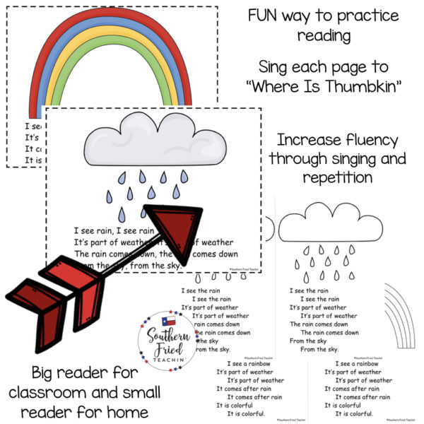 This Weather Early Reader is super unique to other readers...you not only read each page, you sing it to "Where Is Thumbkin?". Students love them! Also a FUN way to practice reading, increase fluency through singing and repetition, and improve vocabulary.