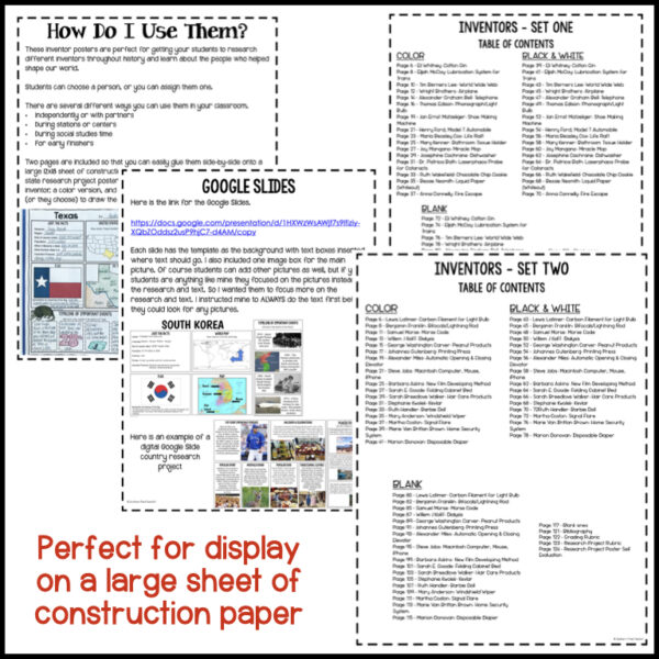 Student friendly research projects on inventors and their inventions