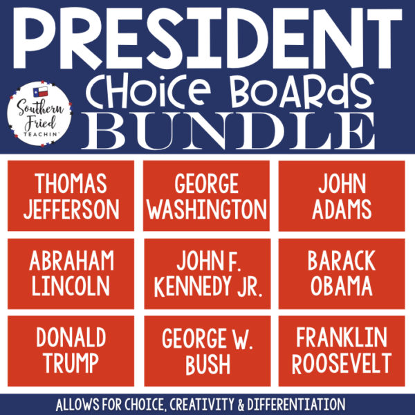 Make learning about presidents FUN! This choice boards bring student choice, creativity, and differentiation to your classroom, and your students will love it!