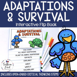 This engaging Adaptations & Survival Interactive Flip Book is an organized student resource that is load with critical thinking stems and questions which makes students really think. It can be used as a stand alone resource or for interactive notebooks. It can be used for so many things...note taking as a class, review, or even assessments. It is also great as a study tool for class and state assessments.
