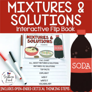 This engaging Mixtures & Solutions Interactive Flip Book is an organized student resource that is load with critical thinking stems and questions which makes students really think. It can be used as a stand alone resource or for interactive notebooks. It can be used for so many things...note taking as a class, review, or even assessments. It is also great as a study tool for class and state assessments.