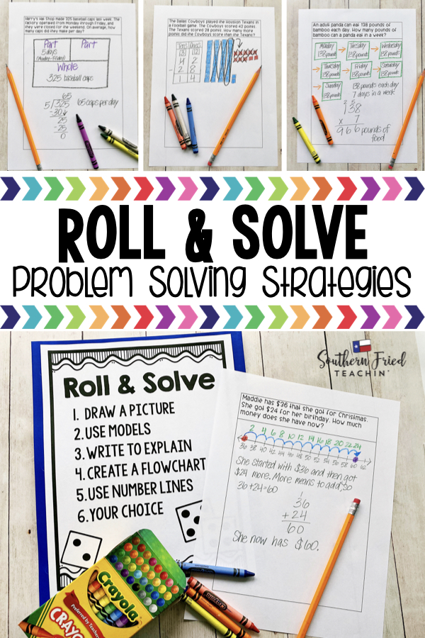 Bring out the dice in math class. Roll & Solve makes practicing problem solving strategies FUN and engaging! #problemsolving #mathwordproblems