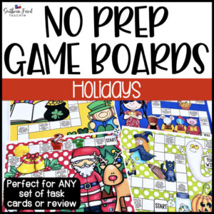 Fun & engaging NO PREP holiday game boards that are perfect to use with task cards, reviews, and worksheets
