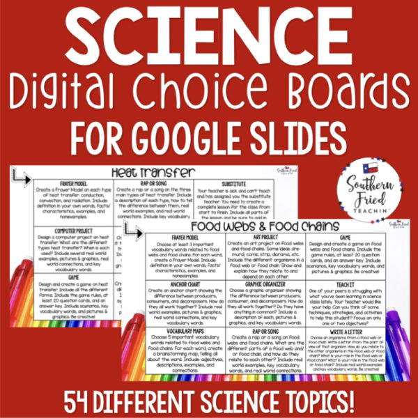 Digital Science Choice Boards - Google Slides For Distance Learning 