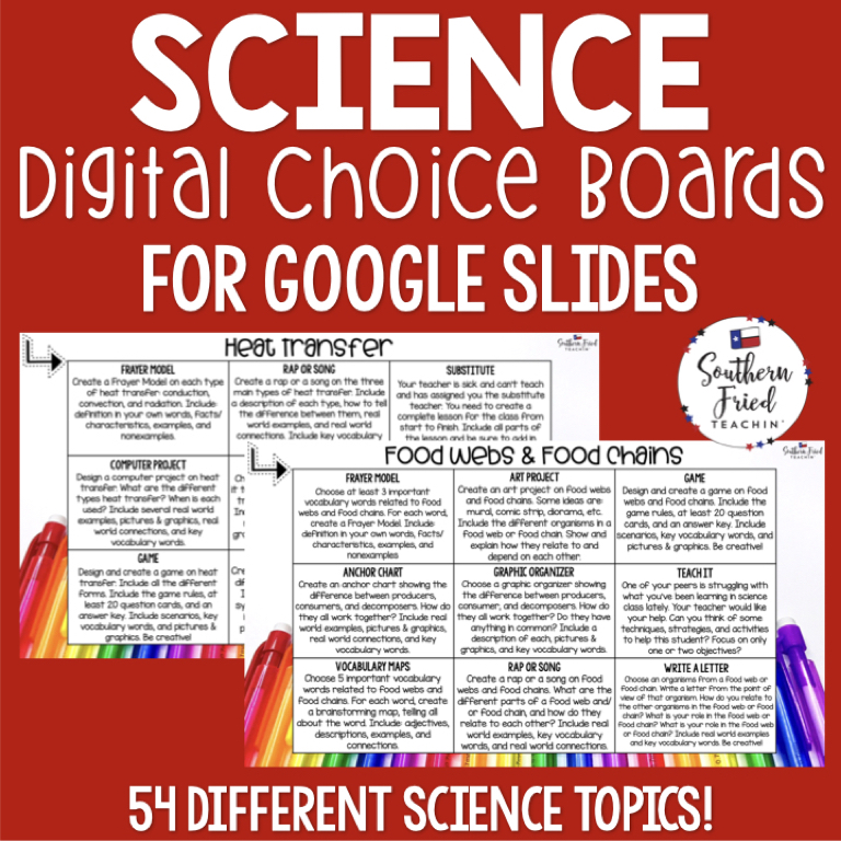 Digital Science Choice Boards - Google Slides For Distance Learning ...