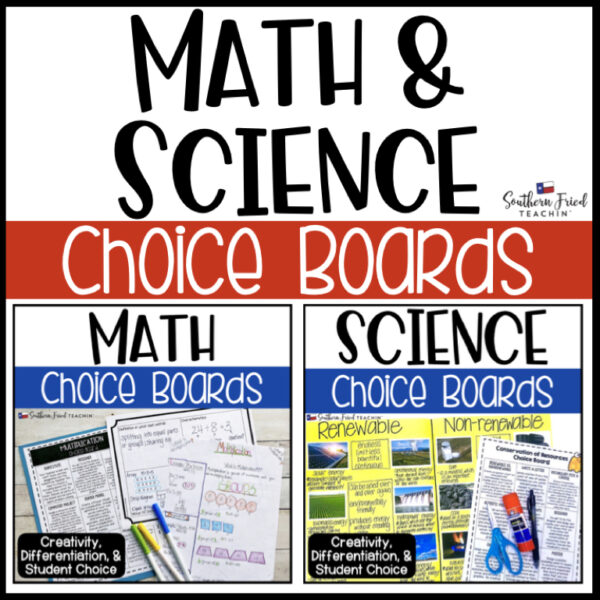 Are you looking for a way to bring differentiation, creativity, and student choice to your math and science classroom? These Math & Science Choice Boards are just what you're looking for! Your students will LOVE to be able to choose how they show what they've learned.